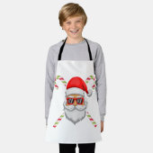 サンタクロース顔サングラス甘い杖 エプロン (着用した状態)