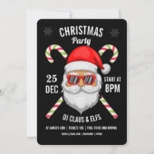 サンタクロース顔サングラス甘い杖 招待状 (正面)