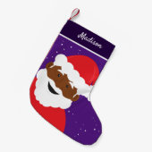 サンタクロース顔パープルブラウンの肌の名前 スモールクリスマスストッキング (正面 (吊り時))