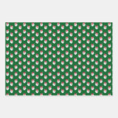 サンタクロース顔ピンクグリーンレッド ラッピングペーパーシート (正面2)