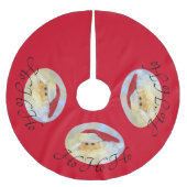 サンタクロース顔ホホホホホレッド ブラッシュドポリエステルツリースカート (正面)