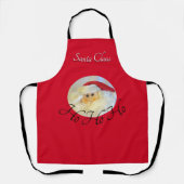 サンタクロース顔ホホホホホーと名前レッドクリスマス エプロン (正面)