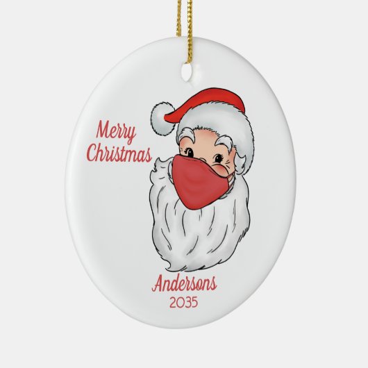 サンタクロース顔マスクメリークリスマス セラミックオーナメント (右)
