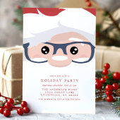 サンタクロース顔モダンクリスマスホリデーパーティー 招待状