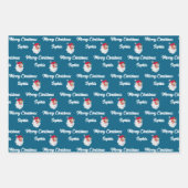 サンタクロース顔 | カスタムクリスマスホリデー ラッピングペーパーシート (正面3)