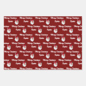 サンタクロース顔 | カスタムクリスマスホリデー ラッピングペーパーシート (正面)