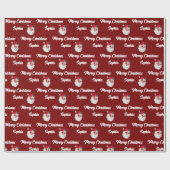 サンタクロース顔 | カスタムクリスマスホリデー ラッピングペーパー (フラット)