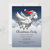 サンタクロース飛んでいるクリスマスヒツジ 招待状 (正面)