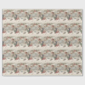 サンタクロース飛んでいるトイズクリスマスツリーチルドレン ラッピングペーパー (フラット)