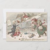 サンタクロース飛んでいるトイズクリスマスツリーチルドレン 招待状 (正面)