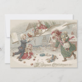 サンタクロース飛んでいるトイズクリスマスツリーチルドレン 招待状