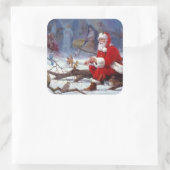 サンタクロース食べ物を与えリス スクエアシール (バッグ)