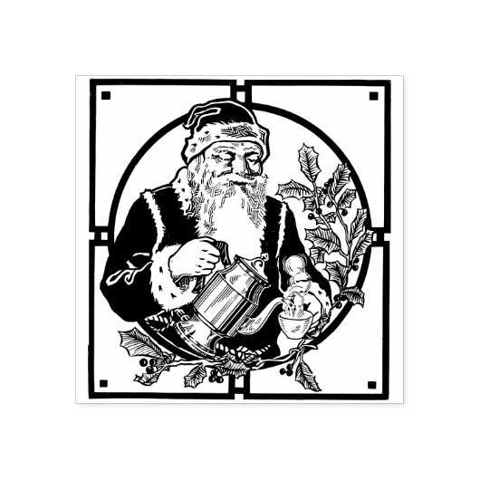 サンタクロース飲むコーヒークリスマスクリスマスアート ラバースタンプ (インプリント)