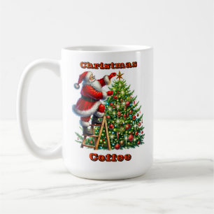 サンタクロース飾は冬のクリスマスツリー コーヒーマグカップ