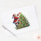 サンタクロース飾は冬のクリスマスツリー スクエアシール (封筒)