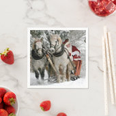 サンタクロース馬車クリスマスホリデー スタンダードカクテルナプキン (インサイチュ)