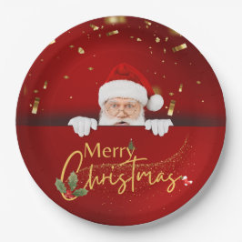 サンタクロース魅力的メリークリスマスフェスティバル ペーパープレート
