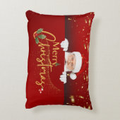 サンタクロース魅力的メリークリスマスレッド アクセントクッション (裏面(縦))