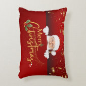 サンタクロース魅力的メリークリスマスレッド アクセントクッション (正面(垂直))