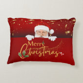 サンタクロース魅力的メリークリスマスレッド アクセントクッション (裏面)