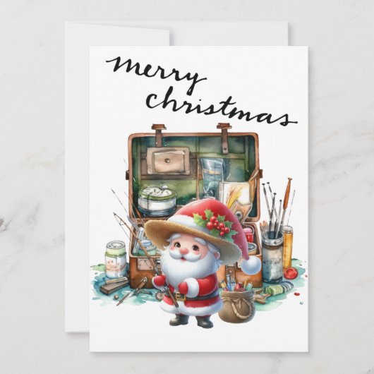 サンタクロース魚釣りオンクリスマスデー シーズンカード (正面)
