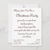 サンタクロース鹿の森、クリスマスパーティー 招待状 (裏面)