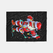 サンタクロース黒クリスマスアフロアフリカンアメリカン フリースブランケット (正面(横))