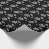 サンタクロース黒白クリスマスタイポグラフィ ラッピングペーパー (角)