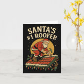 サンタクロース1号屋上クリスマスルーフおもしろいィング カード (黄色い花)