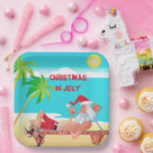 サンタクロース7月のクリスマスサマービーチパーティー ペーパープレート (パーティー)