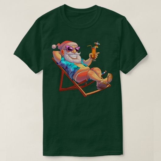 サンタクロース7月のクリスマスハワイアンクリスマス夏 Tシャツ (デザイン正面)