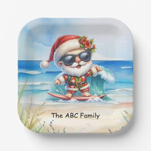 サンタクロース7月のクリスマスパーティー ペーパープレート (正面)