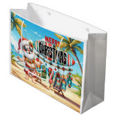 サンタクロース7月のクリスマスビーチ ラージペーパーバッグ (正面アングル)