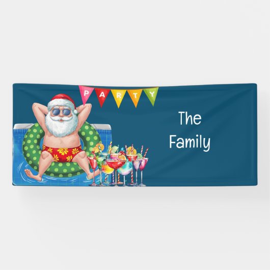 サンタクロース7月のクリスマスプールパーティーバナー 横断幕 (横)