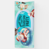 サンタクロース7月のクリスマスプールパーティーバナー 横断幕 (縦)