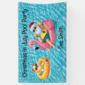 サンタクロース7月のクリスマスプールパーティー 横断幕 (縦)