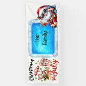 サンタクロース7月のクリスマスプールパーティー 横断幕 (縦)