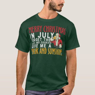 サンタクロース7月のメリーおもしろいクリスマス Tシャツ
