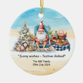 サンタクロース7月の夏のクリスマス セラミックオーナメント (正面)