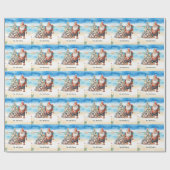 サンタクロース7月の夏のクリスマス ラッピングペーパー (フラット)