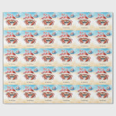 サンタクロース7月の夏のクリスマス ラッピングペーパー (フラット)