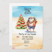 サンタクロース7月の夏のクリスマス 招待状 (正面/裏面)