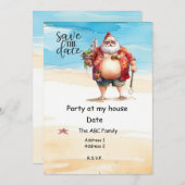 サンタクロース7月の夏のクリスマス 招待状 (正面/裏面)