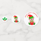 サンタクロース&かわいい小妖精や小人クリスマス コンフェッティ (正面)