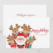 サンタクロース、かわいい鹿、楽しい休暇 (正面/裏面)
