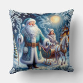 サンタクロース、そり乗り、居心地の良いクリスマス クッション (裏面)