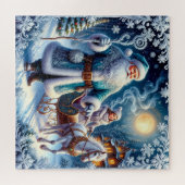 サンタクロース、そり乗り、居心地の良いクリスマス ジグソーパズル (横)