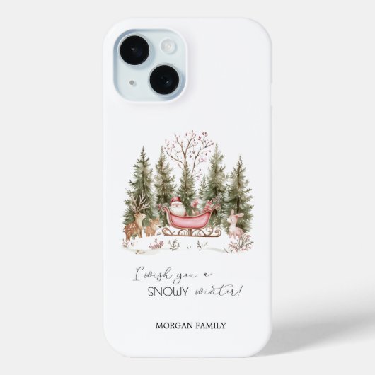 サンタクロース、そり、プレゼントの森 クリスマス Case-Mate iPhoneケース (裏面)
