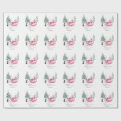 サンタクロース、そり、ペンギン、森 ラッピングペーパー (フラット)