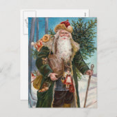 "サンタクロース"のヴィンテージ シーズンポストカード (正面/裏面)
